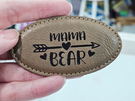 Mama Bear Leather Engraved Magnet