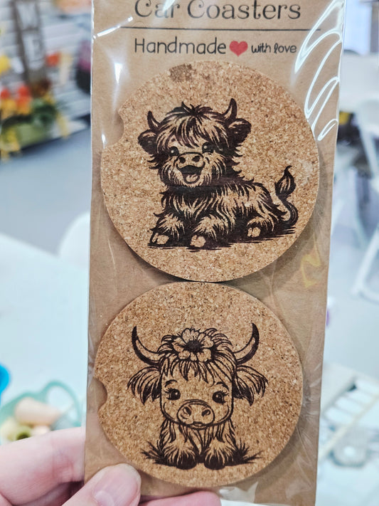 Car Coasters Highland Cows