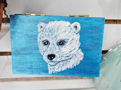 Hand Painted Polar Bear Cub Box