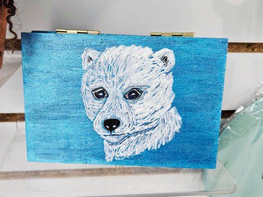 Hand Painted Polar Bear Cub Box