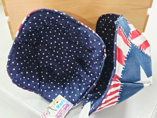 Patriotic Bowl Holder 8" Canvas Blue Stars Inside