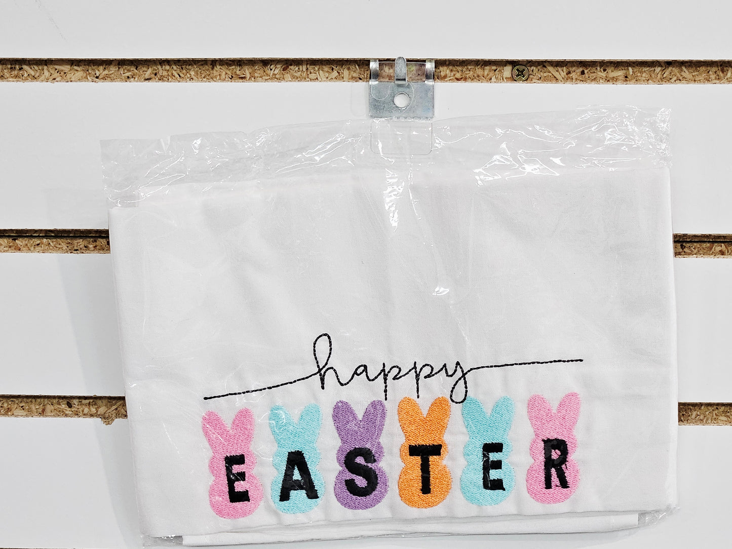 Happy Easter Embroidered Towels with Bunnies