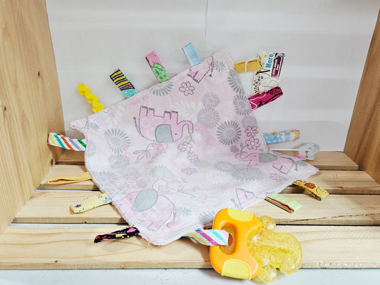 Taggie Blanket - Pink Elephant/Bird