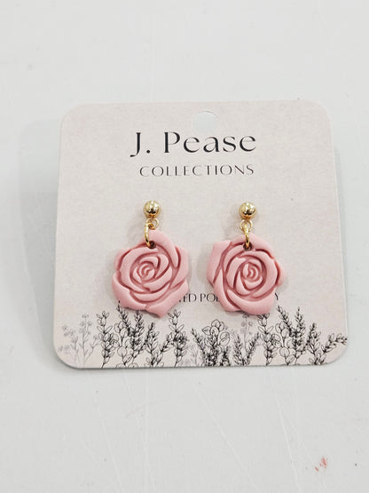 Single Rose Dangle Stud Earring