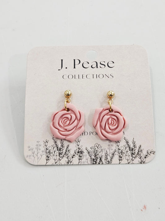 Single Rose Dangle Stud Earring