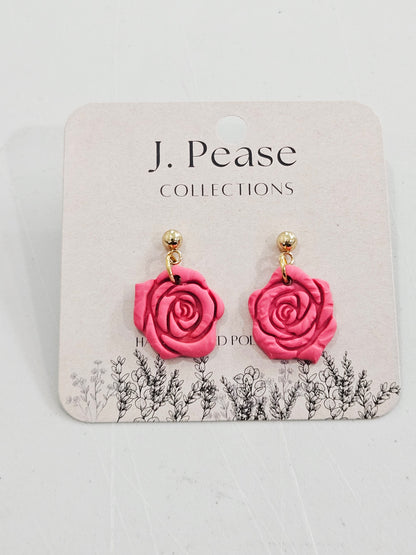 Single Rose Dangle Stud Earring