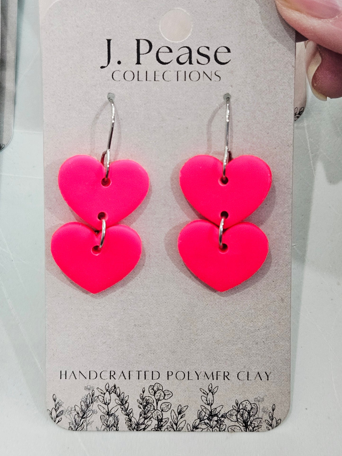 Double Heart Neon Pink Earrings