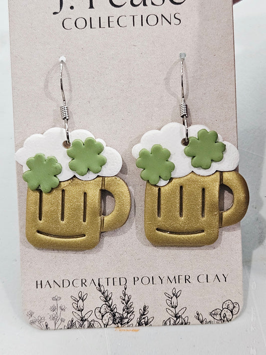 Shamrock Beer Stein Earrings