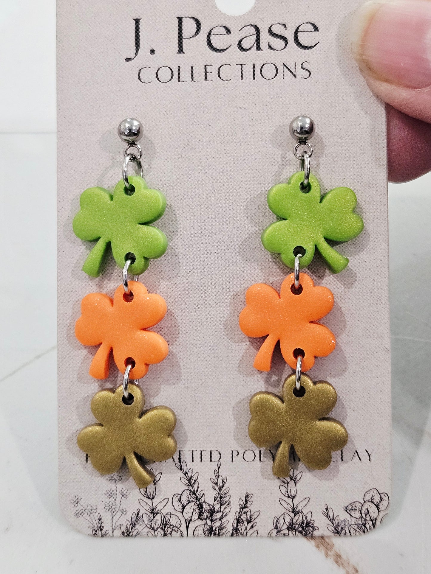 3 Shamrock Dangle Earrings
