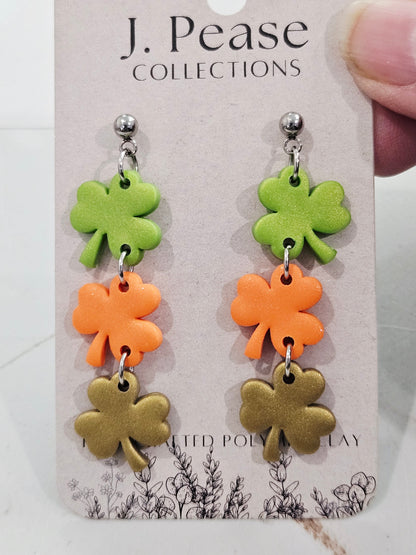 3 Shamrock Dangle Earrings