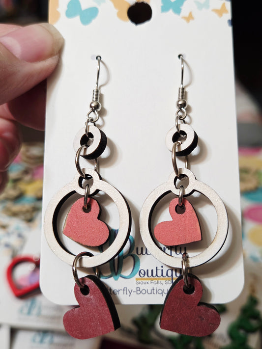Double Heart w/Circle Earrings