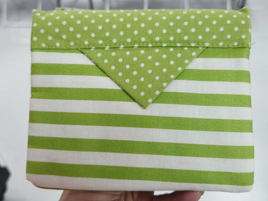 Green Stripe Snap Pouch