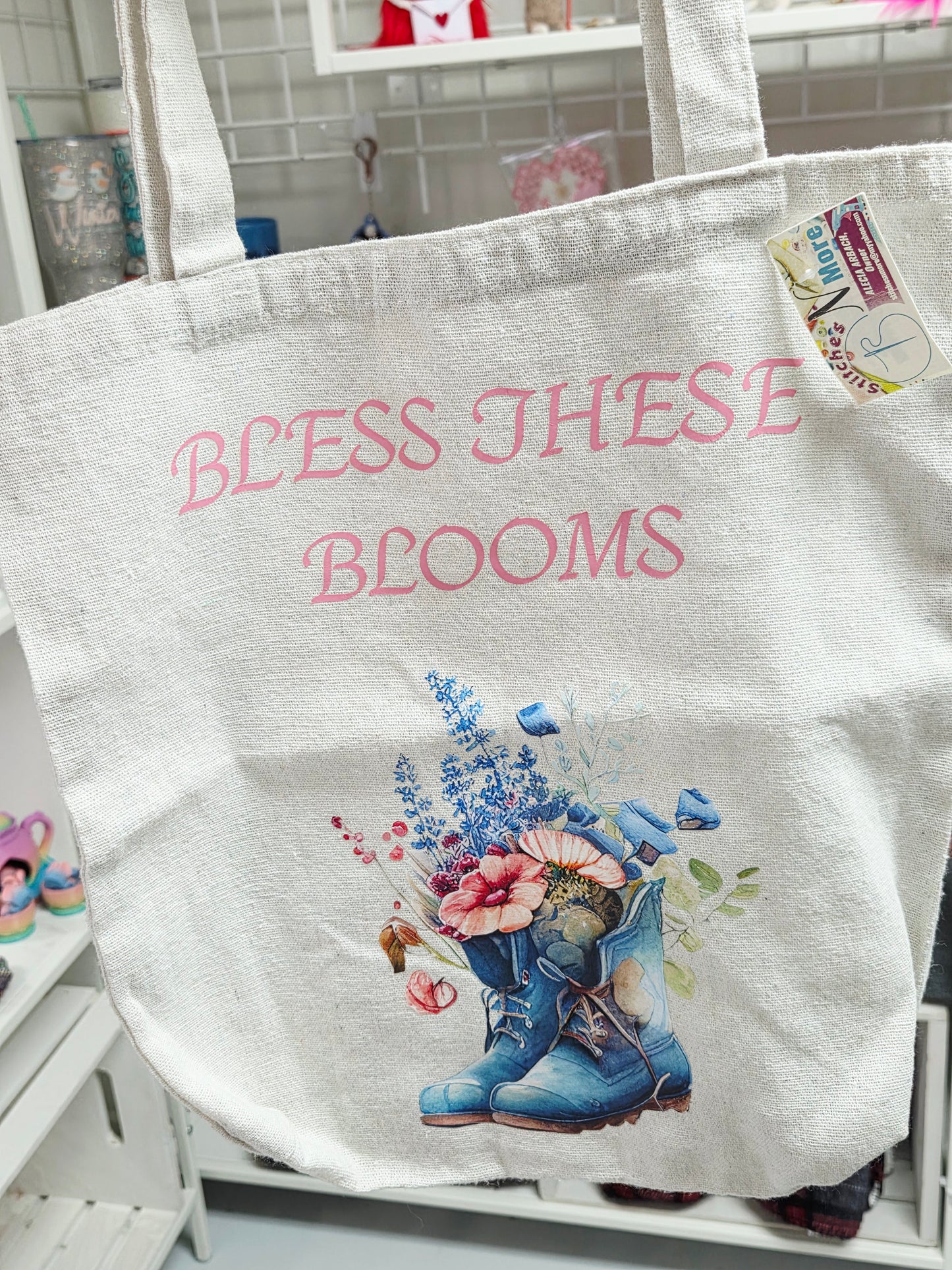 Bless These Blooms Floral Tote Bag