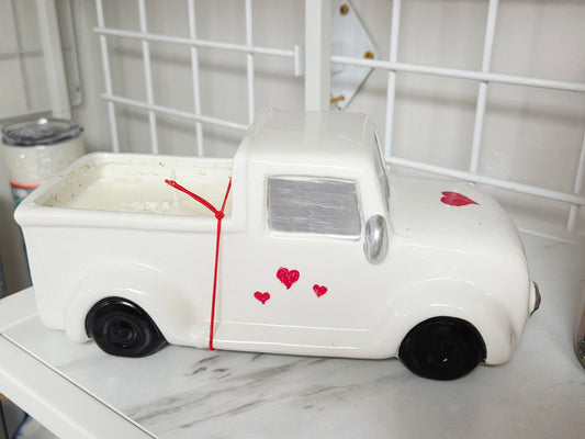 White Truck w/Hearts Candle