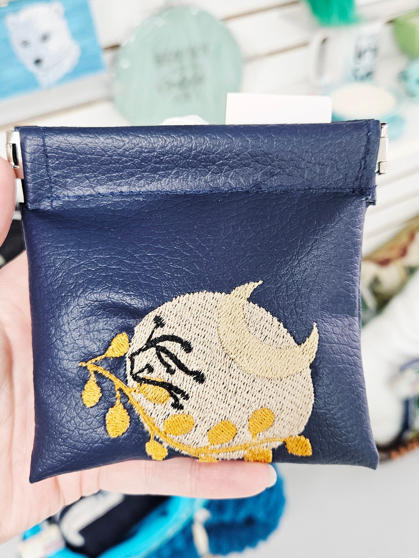 Blue Boho Moon Coin Pouch