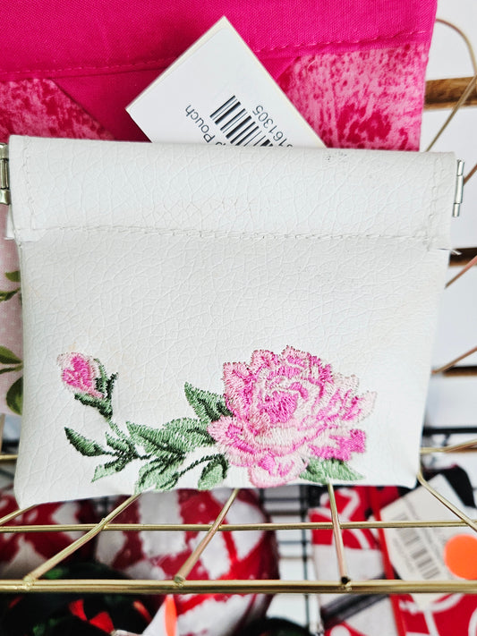 Pink Floral Snap Pouch