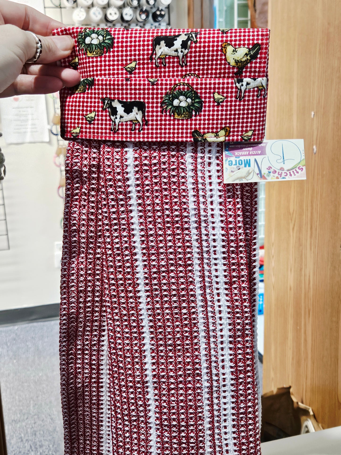 Red Check Cow/Chicken Kitchen Towel