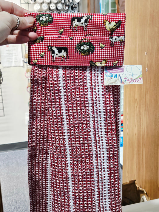 Red Check Cow/Chicken Kitchen Towel