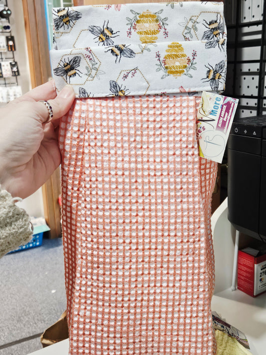 Honey Bees Peach Kitchen Towel