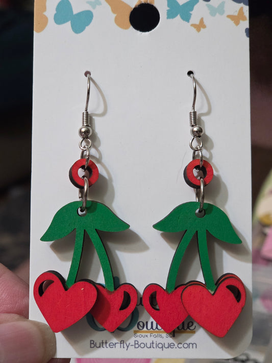 Cherry Heart Valentine's Earrings