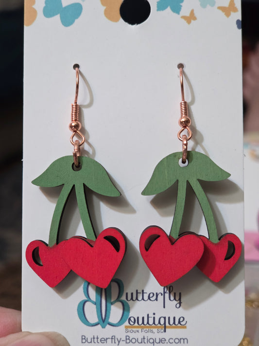Cherry Heart Valentine's Earrings