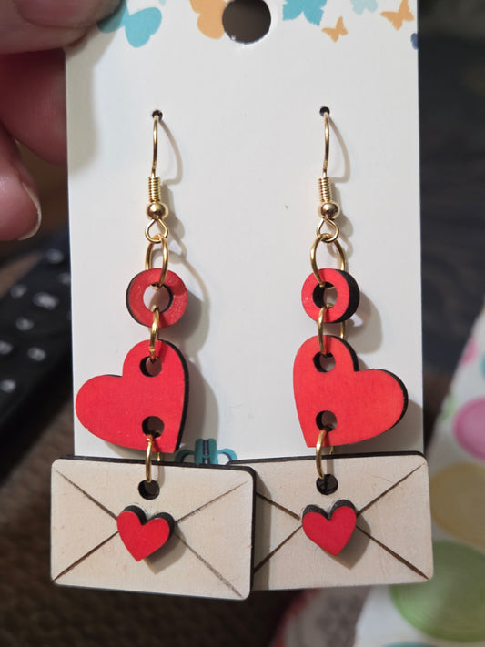 Heart Envelope Valentine's Earrings
