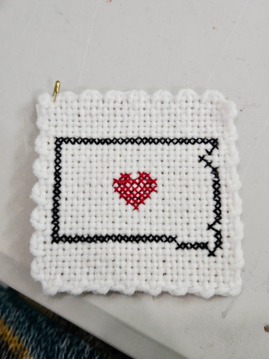 Single Embroidered SD w/Heart Coaster