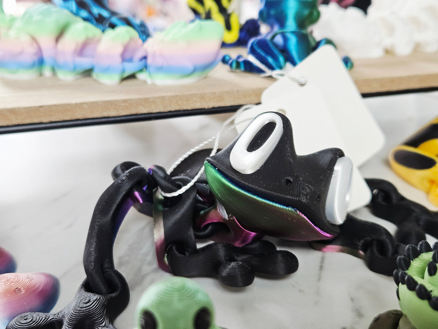 Black/Cool Color 3D Frog with White Eyes - Large