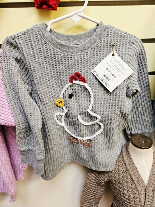 Grey Sweater w/Chicken 2T