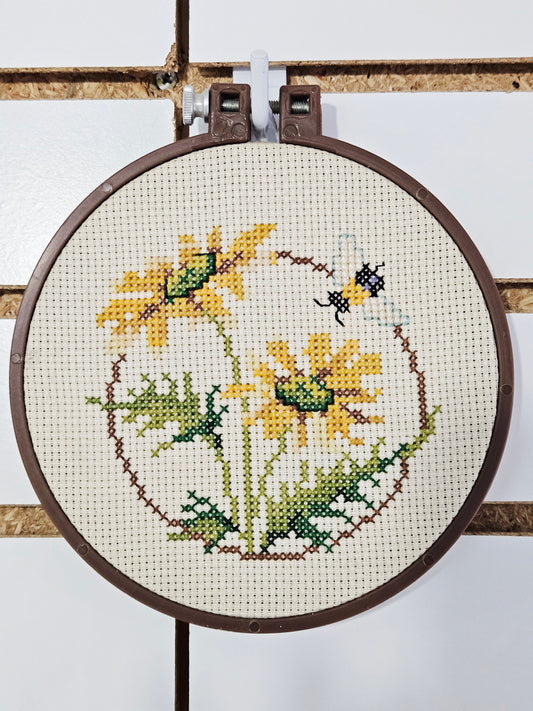 Cross Stitch Flowers with Bee