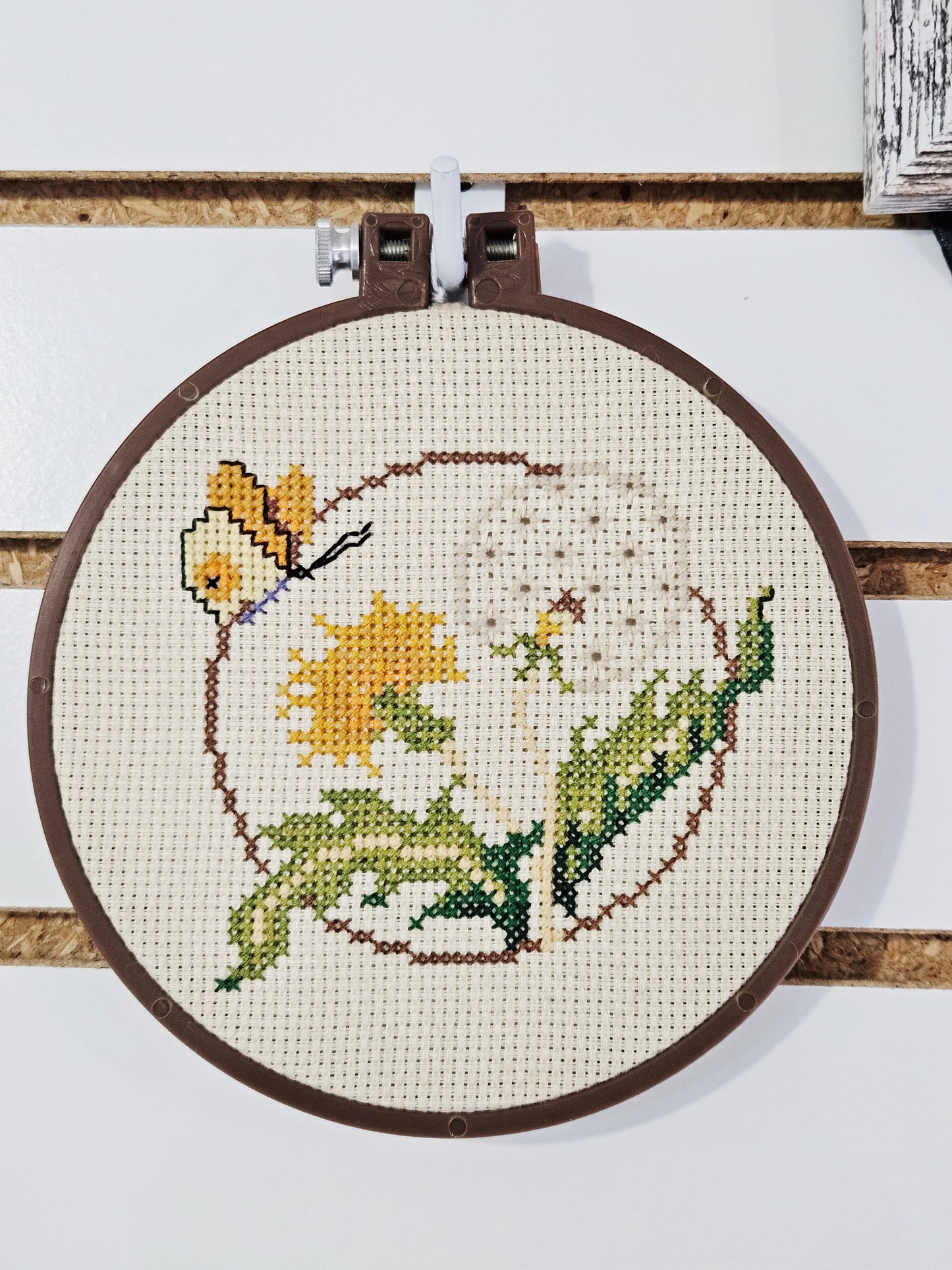Cross Stitch Flower with Butterfly