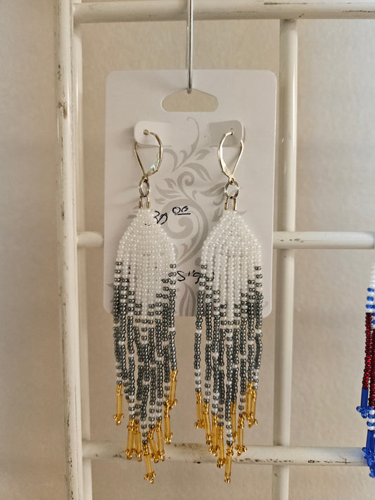 Earrings White Silver & Gold