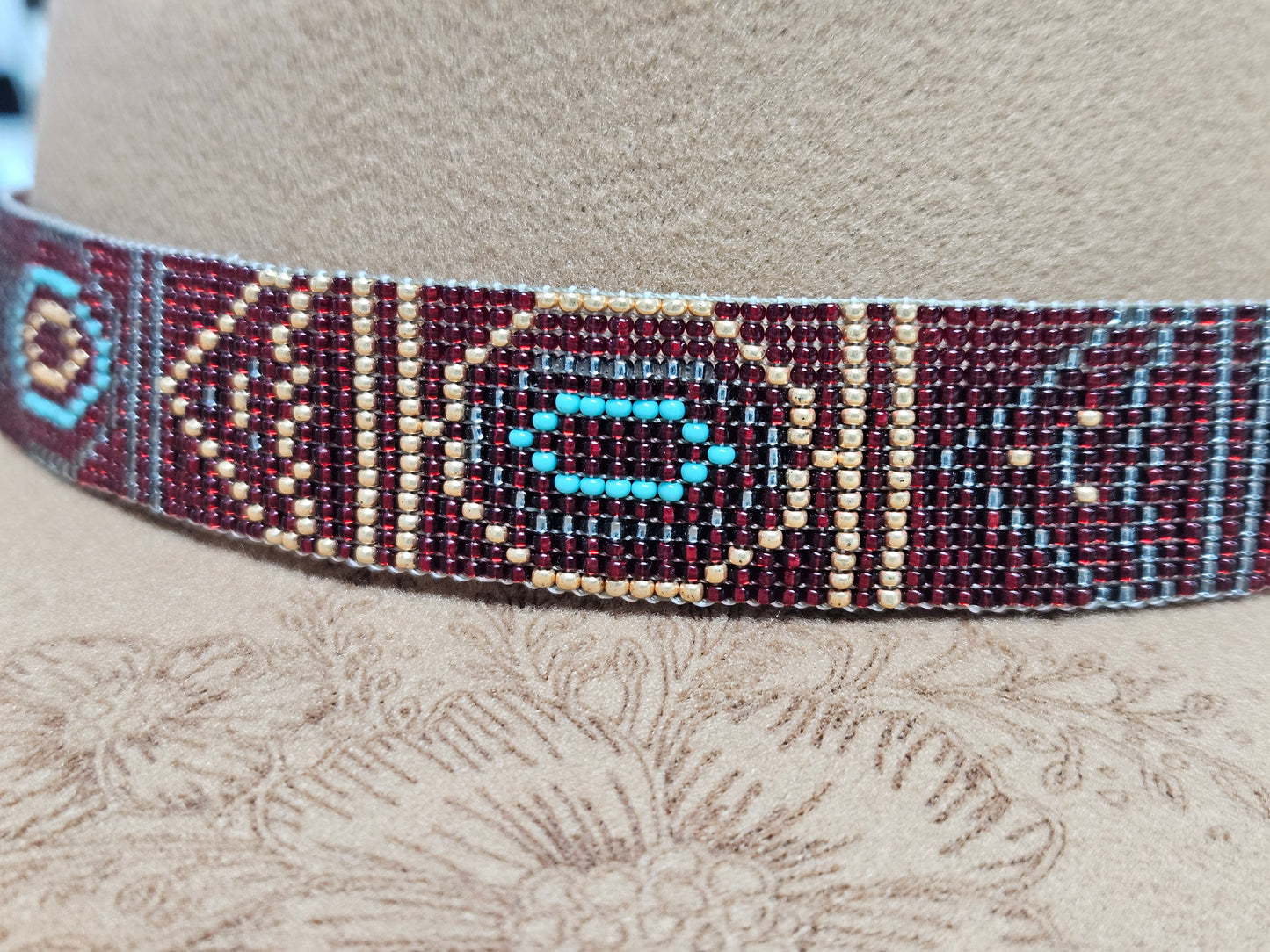 Hat Band Red Gold Turquoise