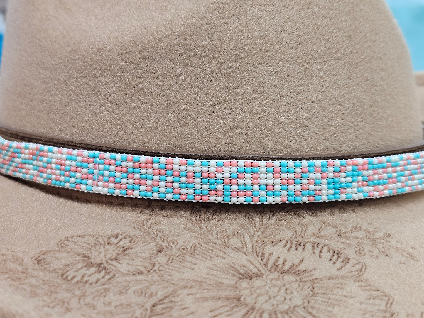 Hat Band Mint Peach Cream