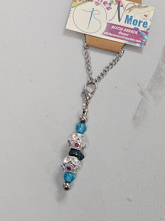 Beaded Cup Pendant - Blue/Crystal