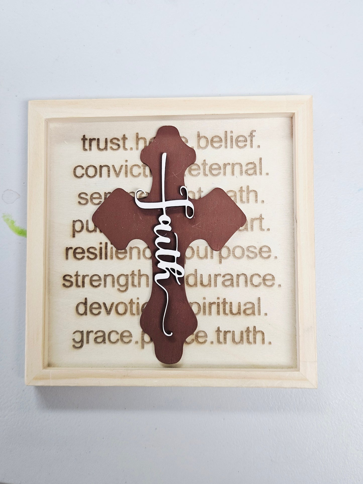 Wood Box w/Faith Cross