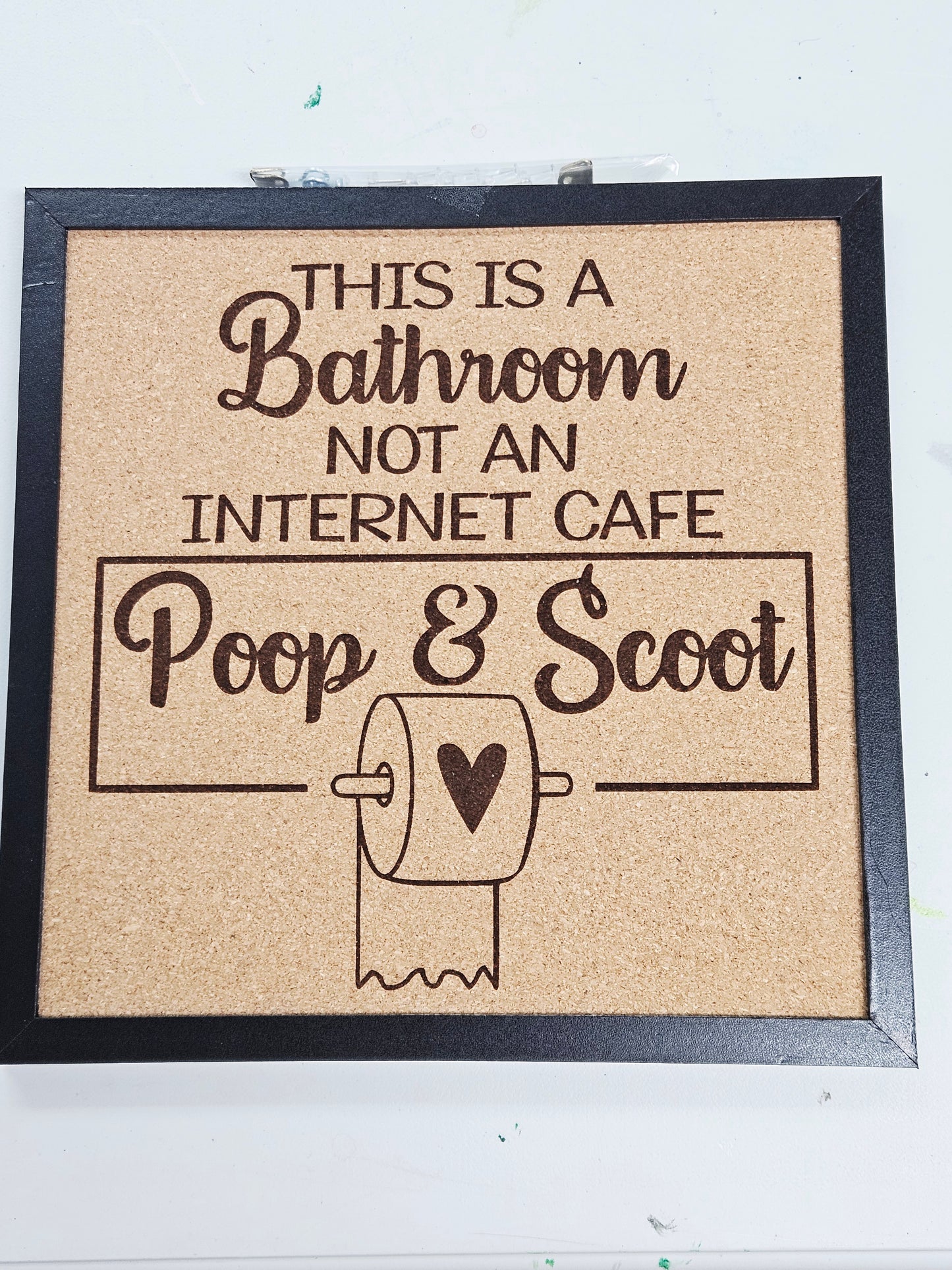 Bathroom Internet Cafe Engraved Cork Sign