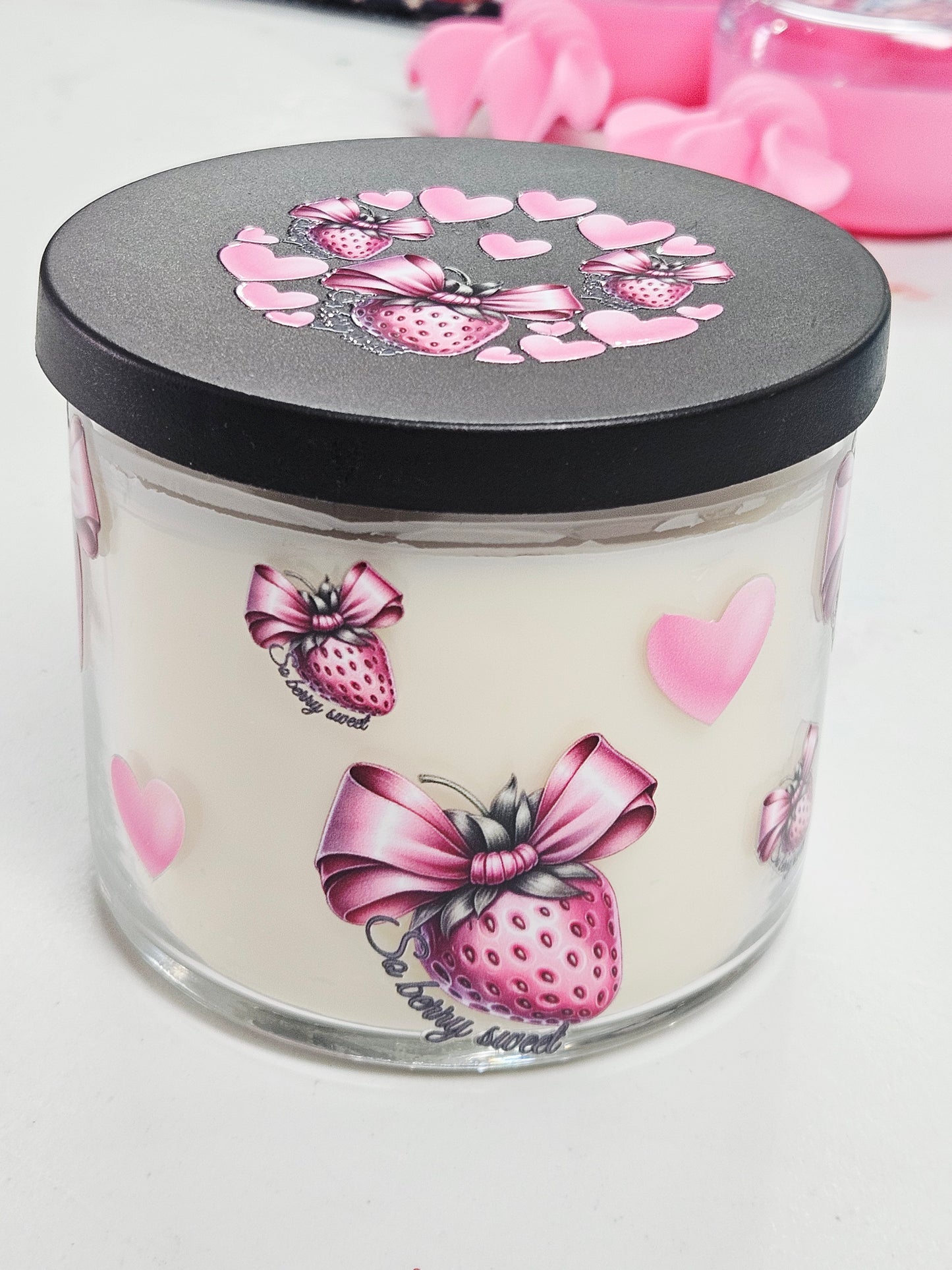 Strawberry Candle Jar Cozy Flannel Scent