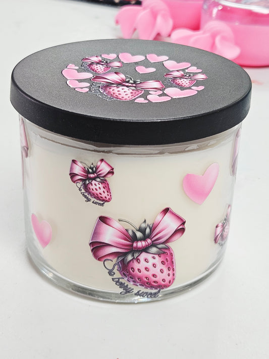 Strawberry Candle Jar Cozy Flannel Scent