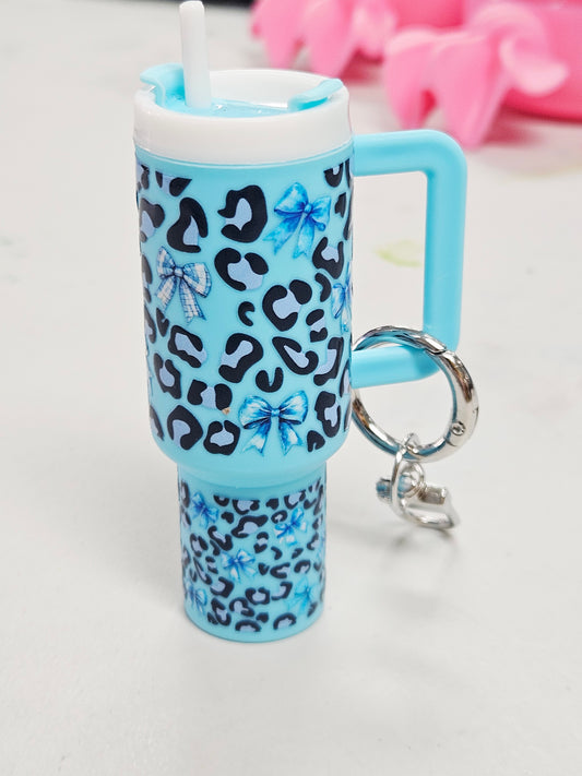 Blue Bow Tumbler Keychain