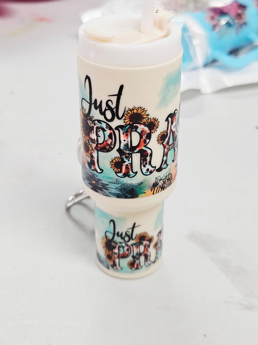 Just Pray Tumbler Keychain