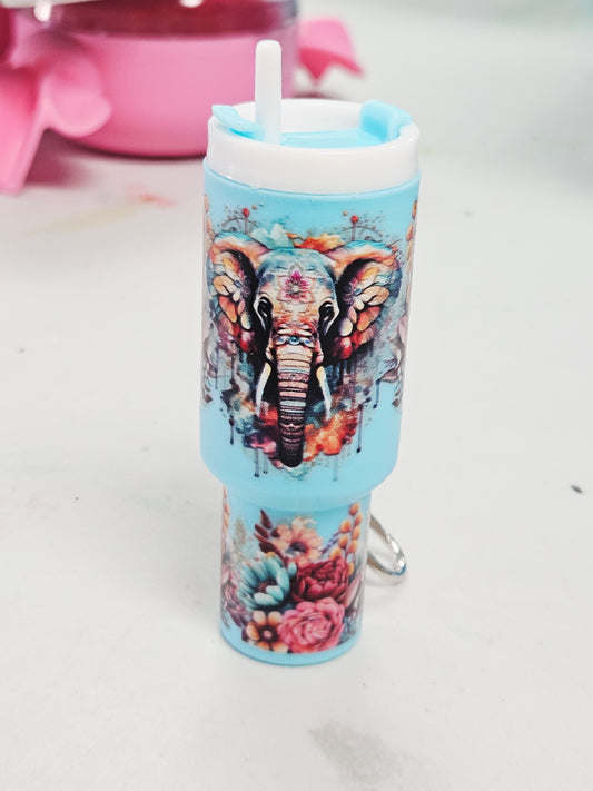 Blue Flowers Tumbler Keychain