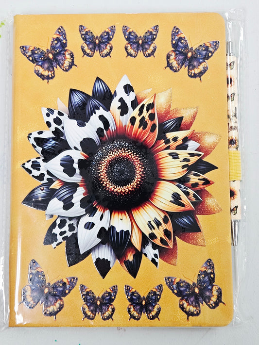 Sunflower & Butterflies Notebook w/Pen