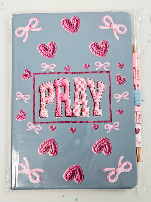 Pray Pink Bow Notebook w/Pen