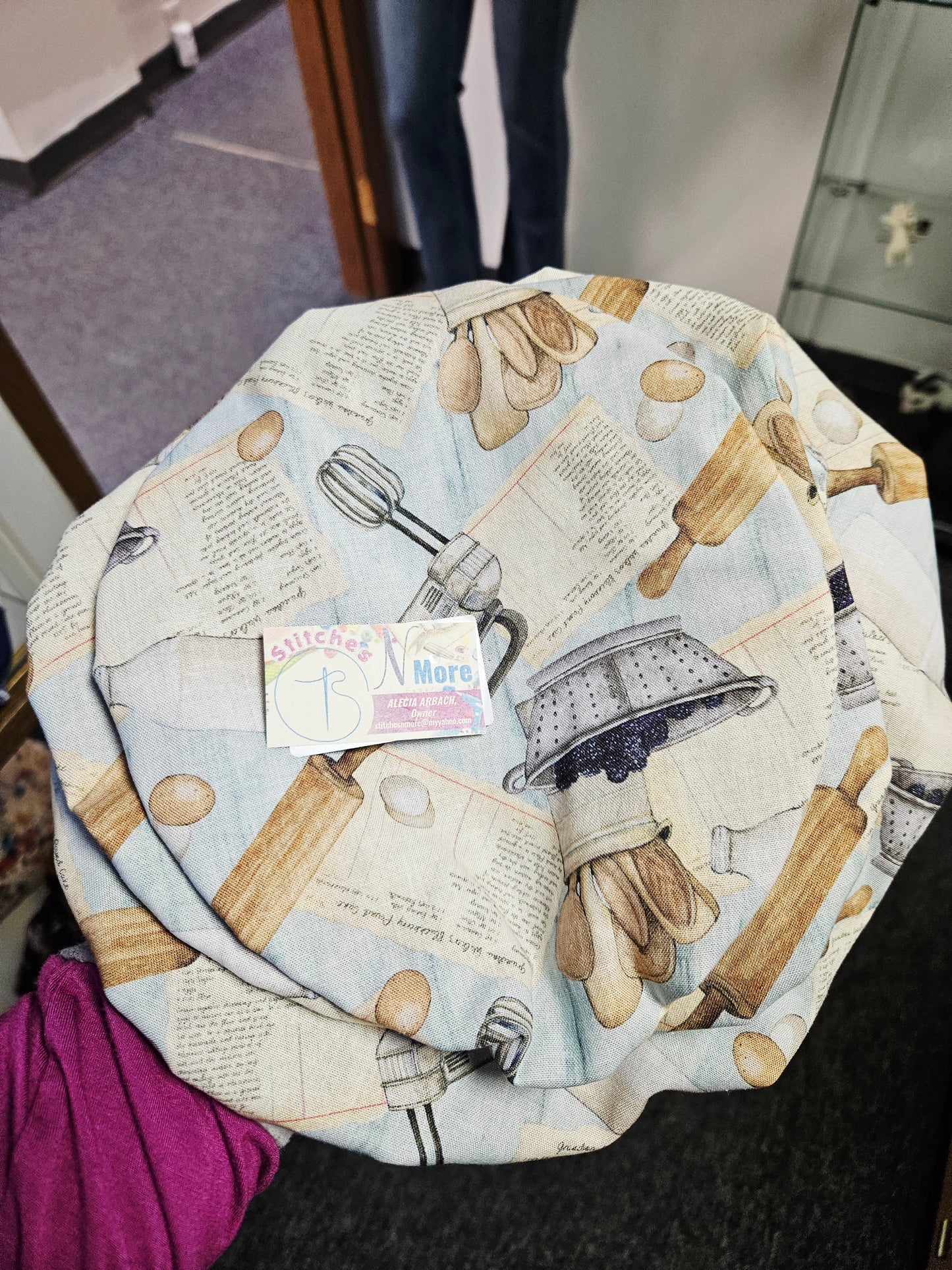 Kitchen Utensil Print Bowl Cover 9/10/12"