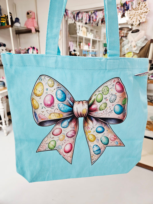 Easter Canvas Bag Bow Blue