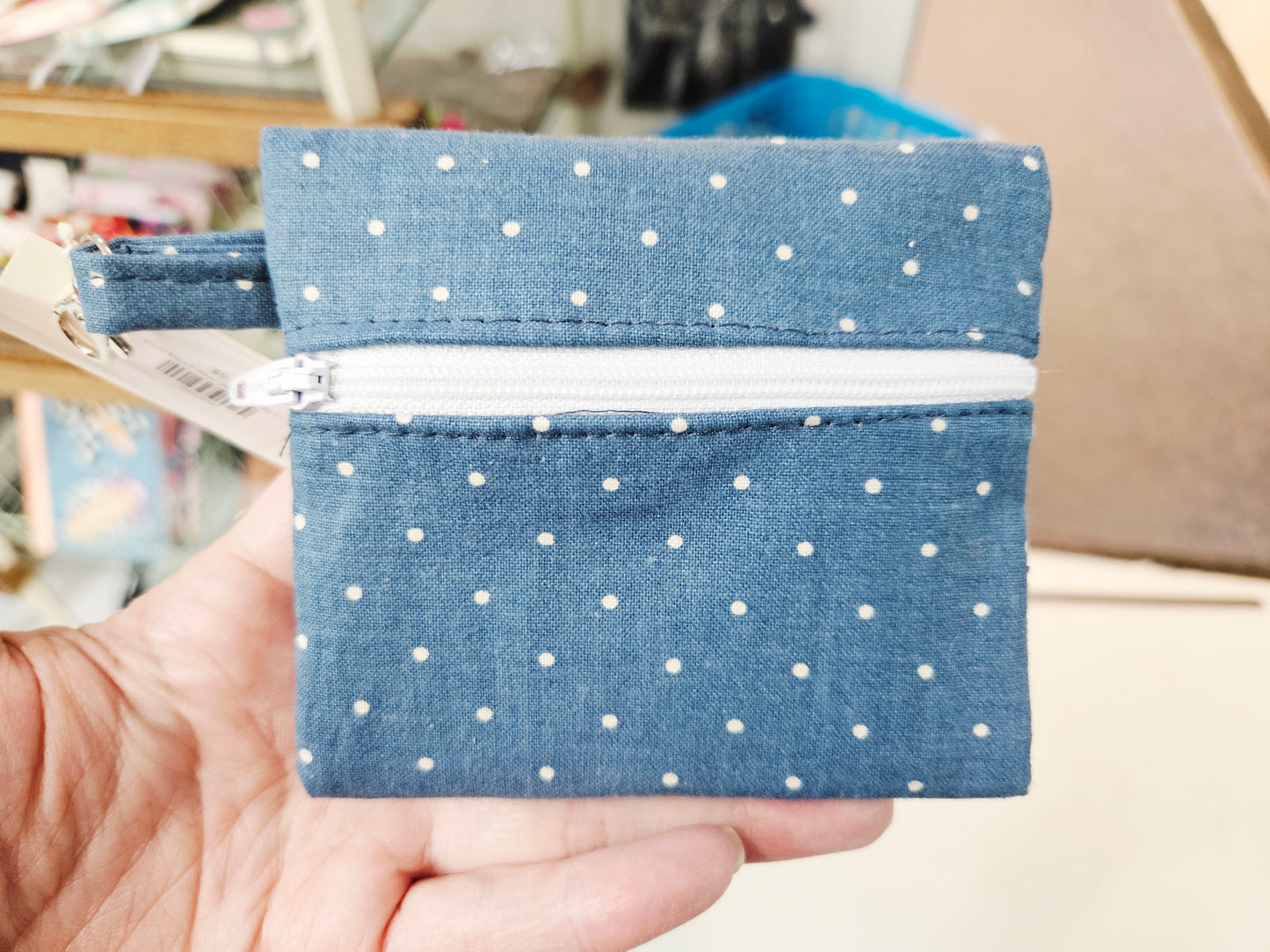 Coin Pouch Baby Blue w/White Dots