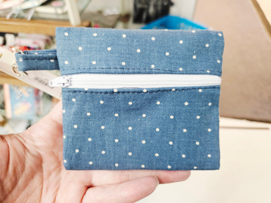 Coin Pouch Baby Blue w/White Dots