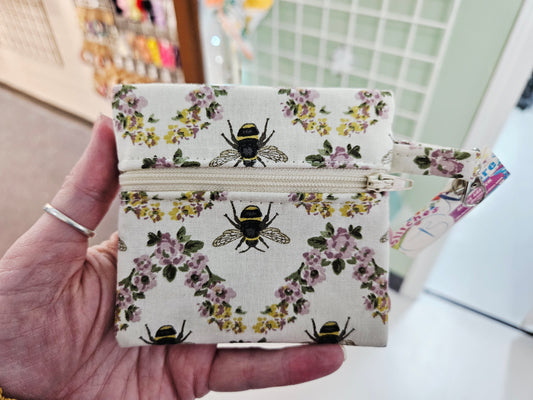 Coin Pouch Bees w/Purple Floral