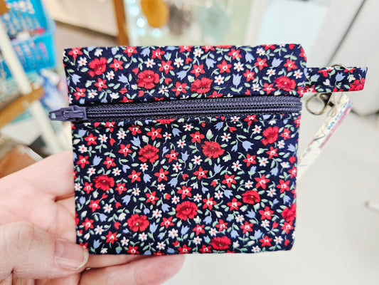 Coin Pouch Navy Floral w/Little Red Floral